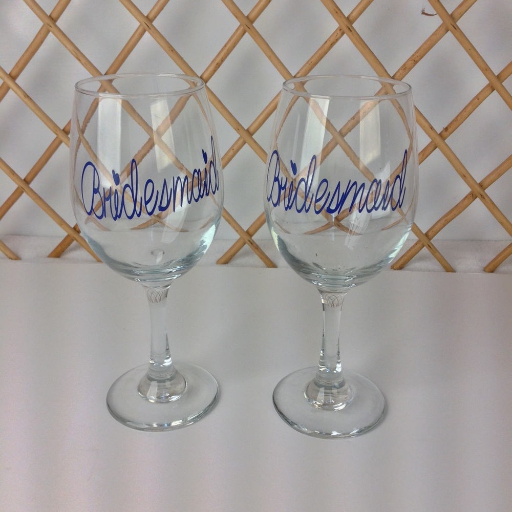 3/$15: 2 Bridesmaid Wine Glasses